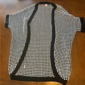 Say What? Black and White Open-Front Cardigan